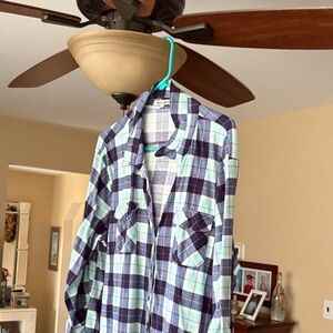 White Mark Women's Plaid Button Down Shirt in Blue and Purple